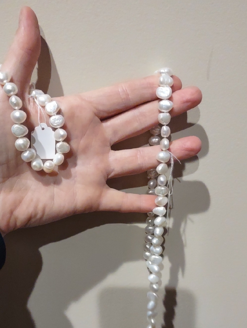 Freshwater Pearl Necklace And Bracelet Set Individually Knotted Nwt White - Picture 10 of 12